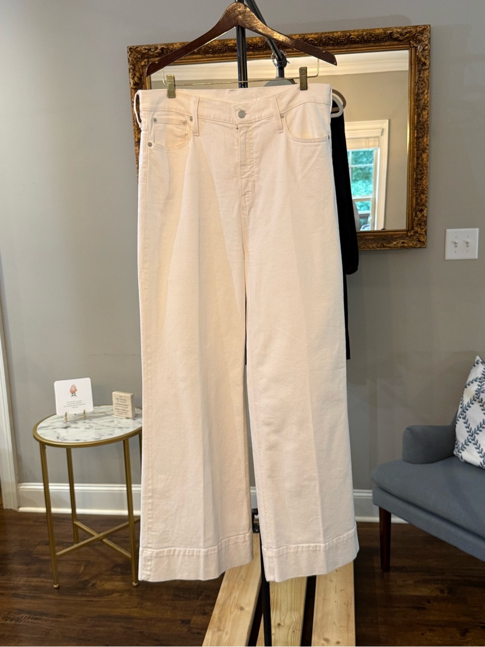 J. Crew Wide-Leg Cream-Colored Jeans